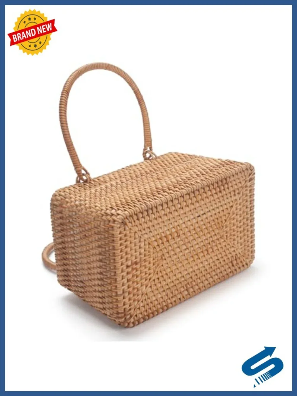 Small Rattan Wicker Basket Purse Handwoven Summer Beach Bag Top Handle